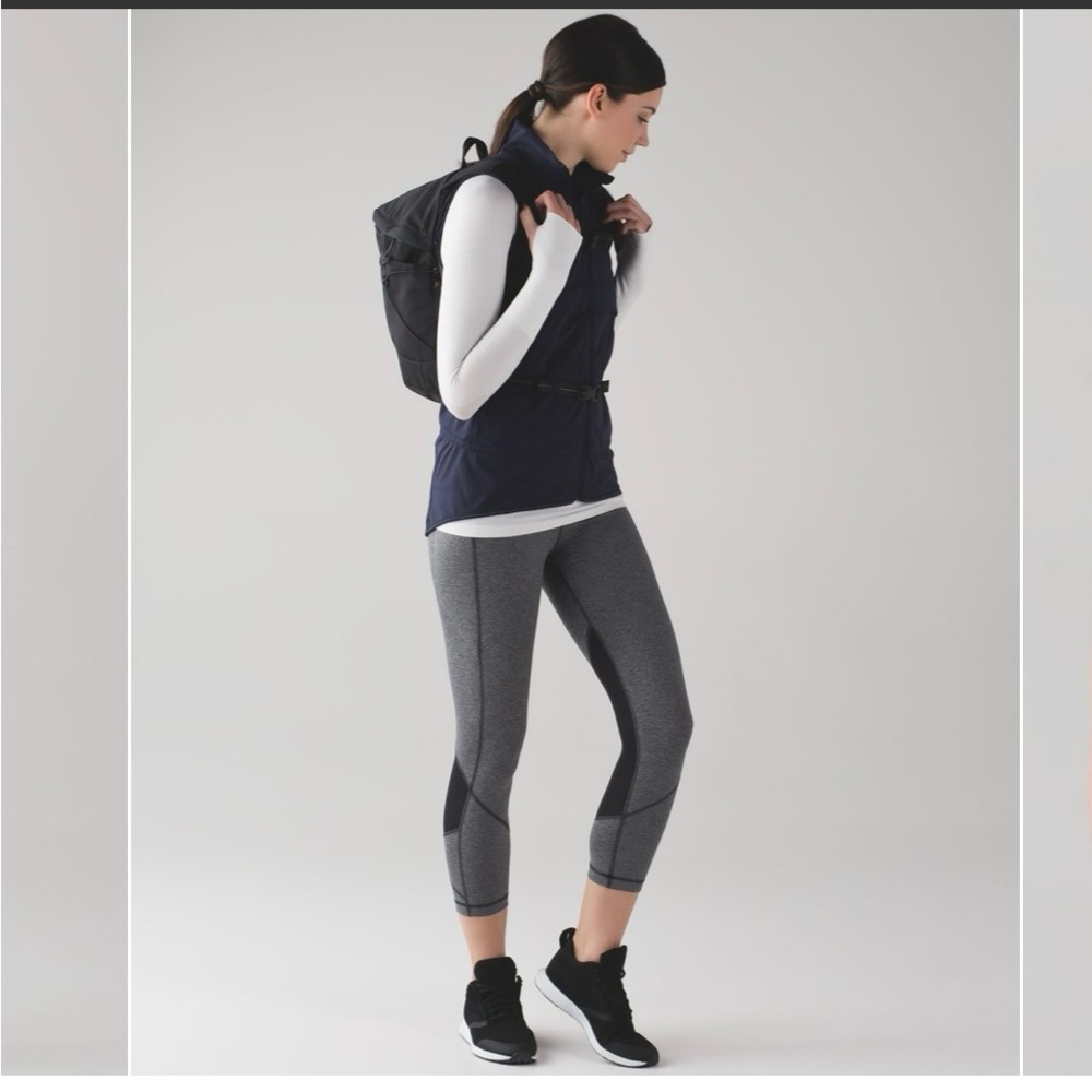 Lululemon" Pace Rival Crop* 22" Heathered Black /Black ( First Release)
